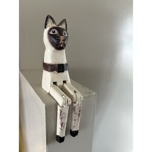 Wooden Shelf Sitter Cat Figurine – Cat Lady Decor, Charming Hostess Gift Idea